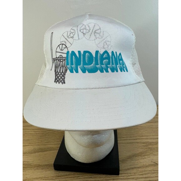 Vintage Indiana University IU Hoosiers Basketball Snapback Trucker‎ Mesh Hat USA - Picture 1 of 9